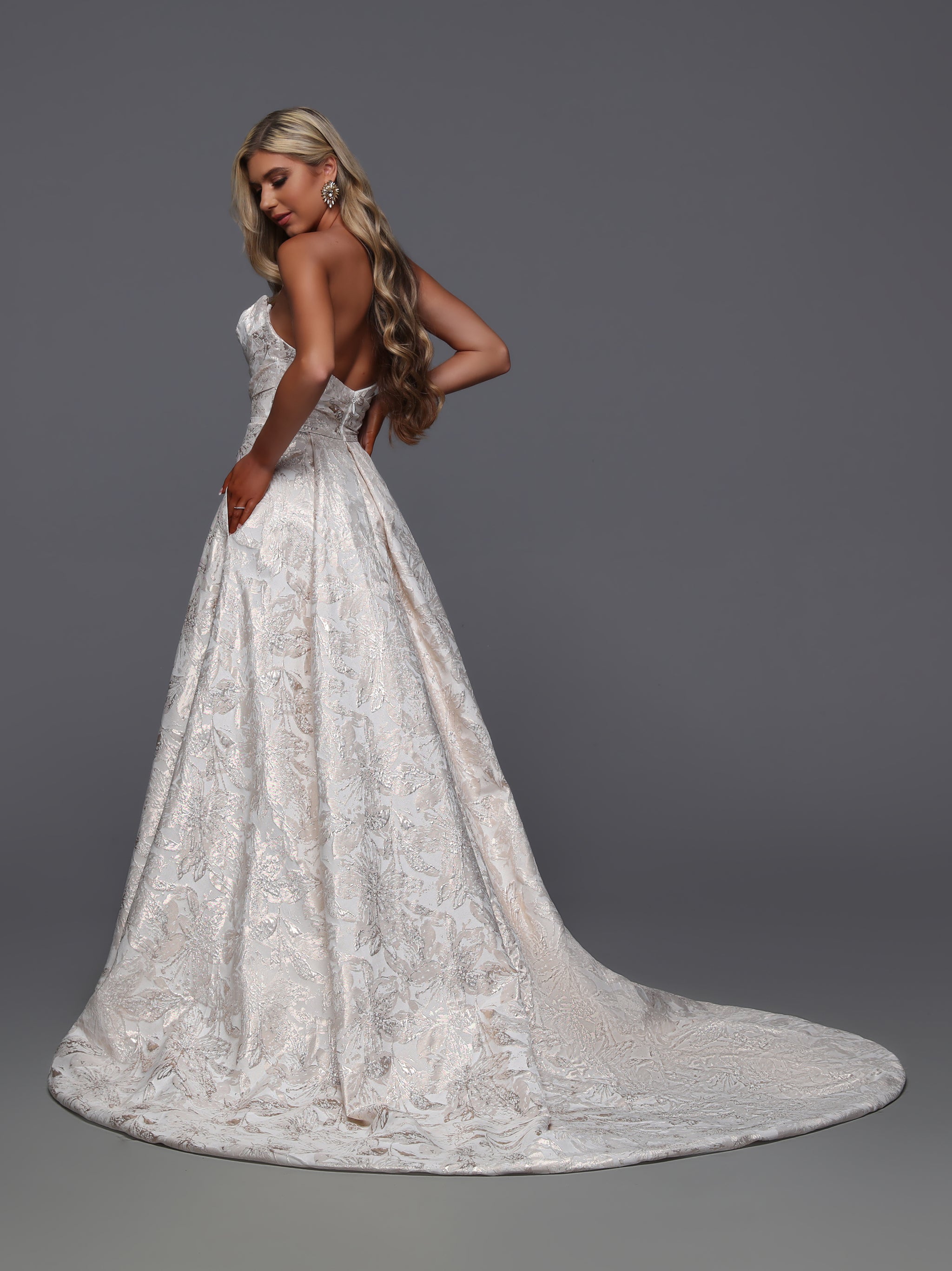 slim fit dress slacks Aurora Rose Gold Sample Bridal Gown for Sale main image 1