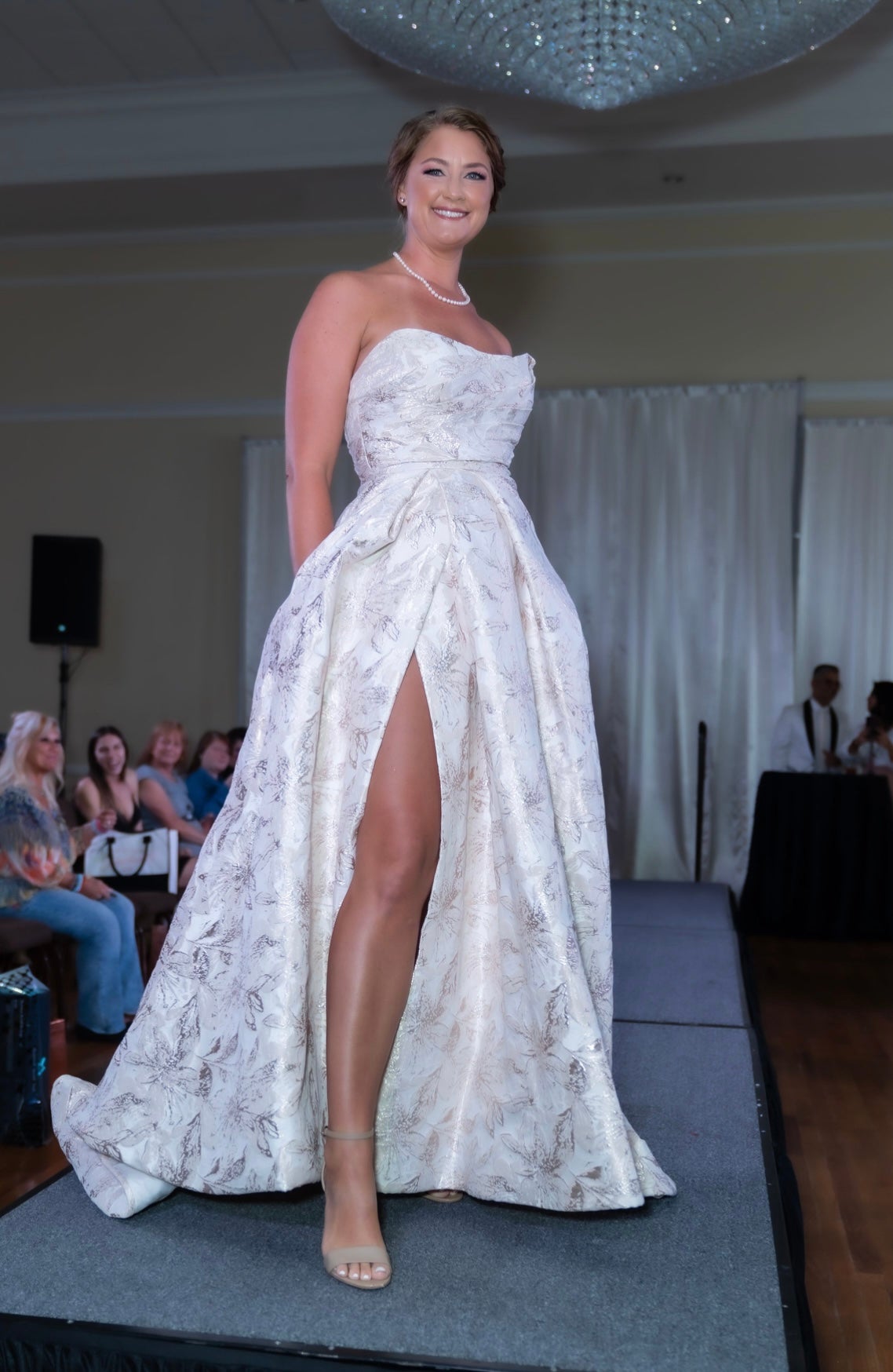 50936 Davinci Jacquard Aline Wedding dress with Pockets AB2B