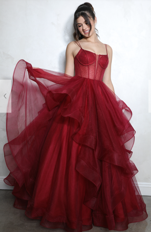 white christmas dresses Designer Beaded Boning Illusion Corset A-Line Long Wedding Dress main image 0