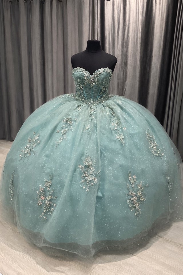 sachin and babi light blue dress Long Sleeves Green Tulle Quinceanera Dresses Discount up to $40 off, fast  shipping at Mychicdress.com #xv #xvaos #quince #quinceaera #quincedress  #quinceaos #sweet16dress #princess #sweet15 #sweet16 #quinceaeras  #quinceaeradress #quinceaeramakeup